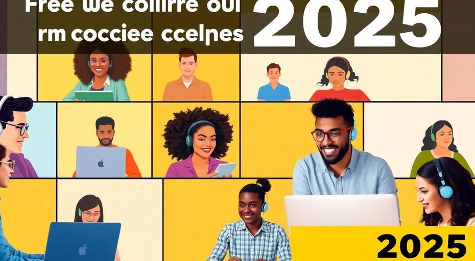 Personas aprendiendo en línea con laptops y auriculares.